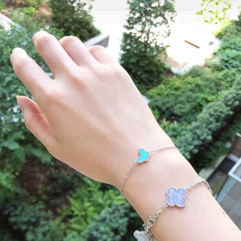 [AuraEcho]BUTTERFLY TURQUOISE BUTTERFLY BRACELET SILVER