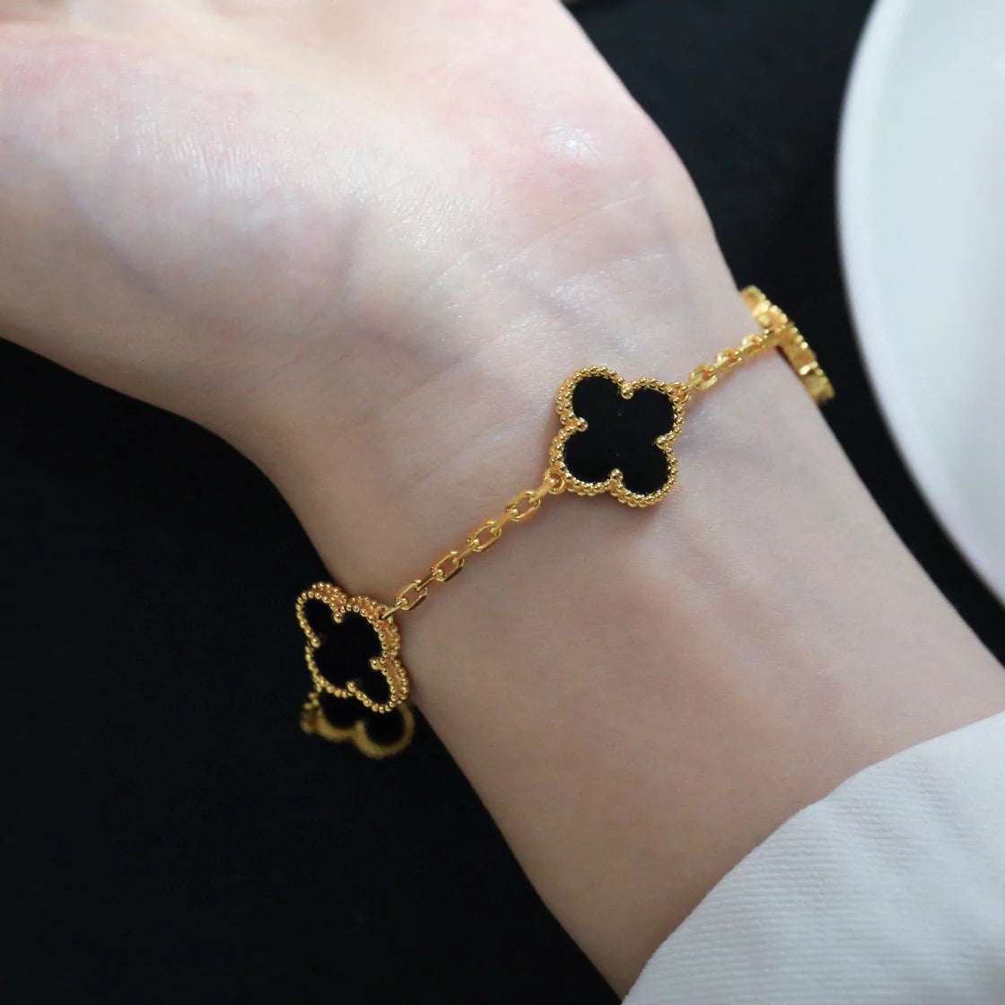 [Auraecho] CLOVER 5 MOTIF ONYXS BRACELET COLLECTION