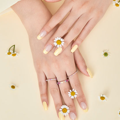 [AuraEcho]Ornate Colorful Round Cut Tennis Ring