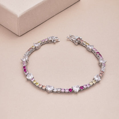 [AuraEcho]Romantic Heart Shape Round Cut Lover Bracelet