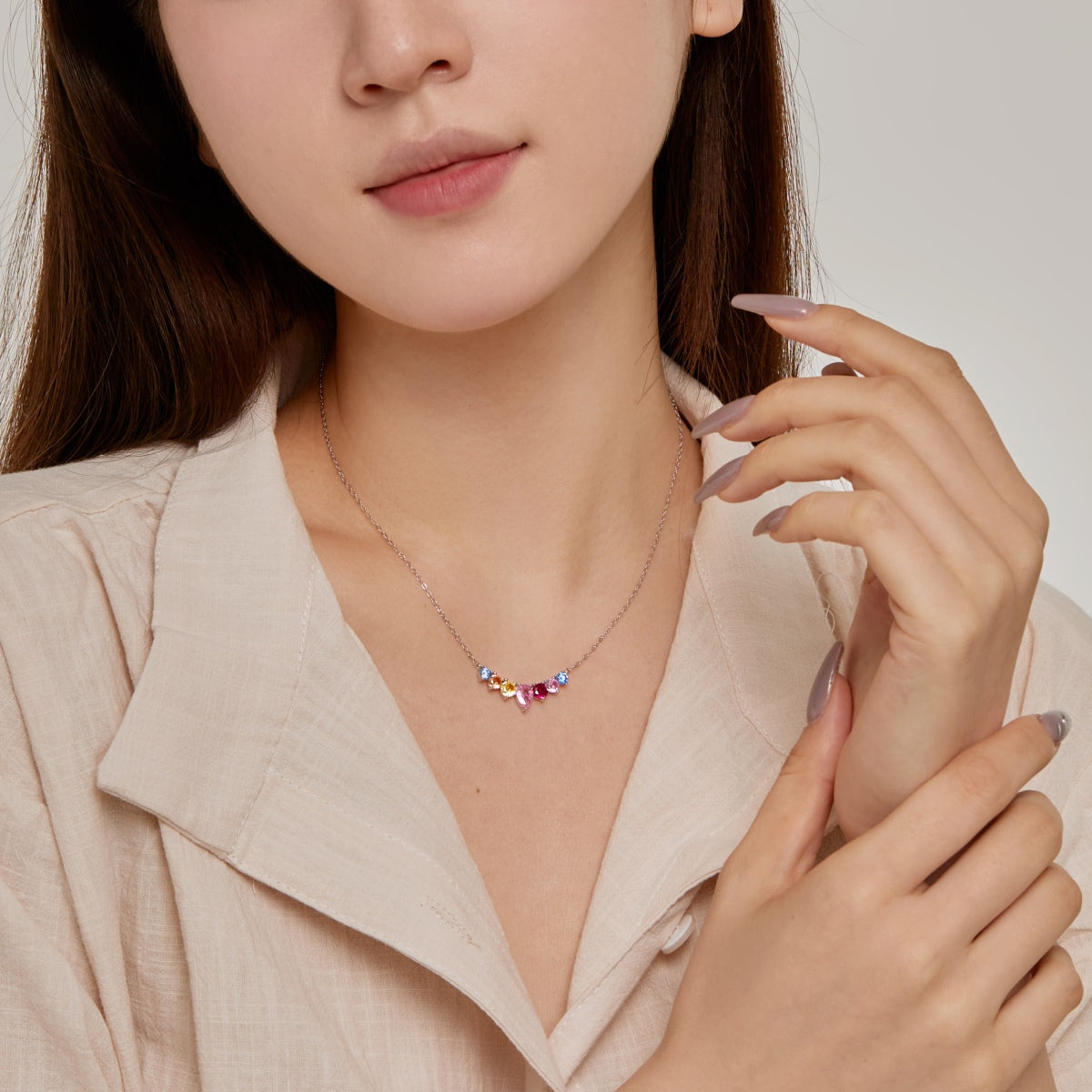 [AuraEcho]Dainty Colorful Heart Necklace