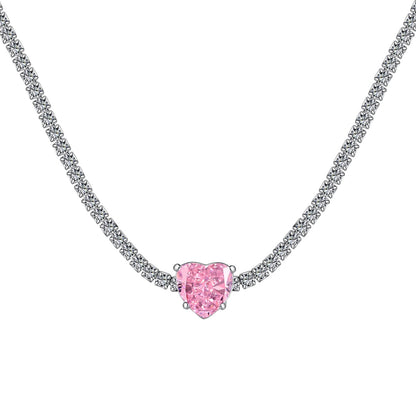 [AuraEcho]2.0 Carat Sparkling Tennis Heart Cut Necklace