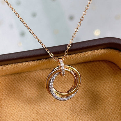[AuraEcho]TRINITY NECKLACE SILVER GOLD PINK GOLD DIAMONDS