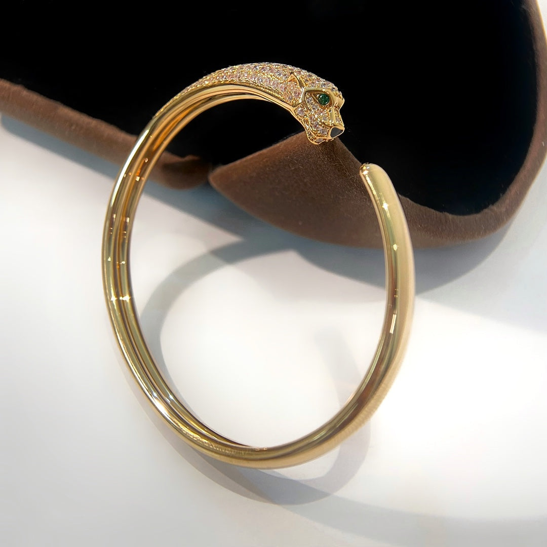 [AuraEcho]PANTHERE GOLD DIAMOND OPEN BRACELET