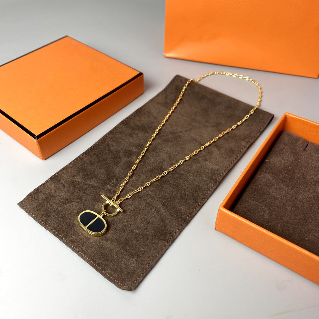 [AuraEcho]CHAINE VERSO BLACK CERAMIC NECKLACE