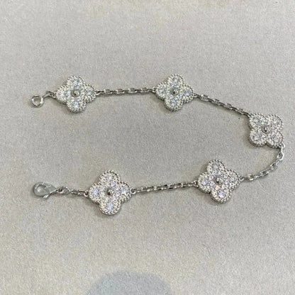 [Auraecho] CLOVER 5 MOTIF FULL DIAMOND BRACELET COLLECTION