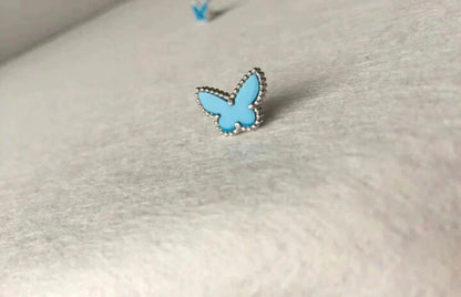 [AuraEcho]BUTTERFLY TURQUOISE EARRINGS SILVER