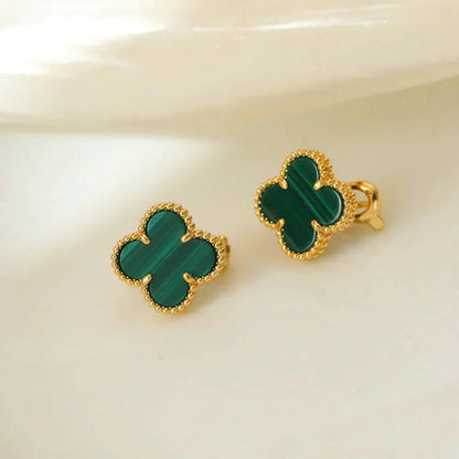 [AuraEcho]CLOVER MEDIUM 1 MOTIFS MALACHITE  EARRINGS