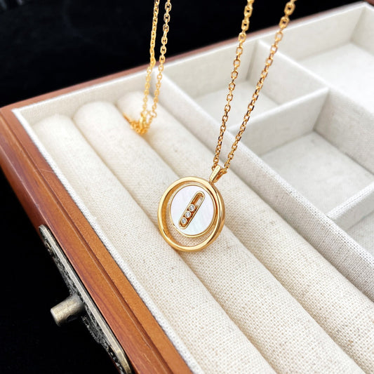 [AuraEcho]LUCKY MOVE MOP PINK GOLD NECKLACE