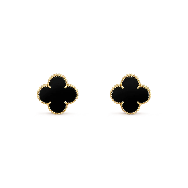 [AuraEcho]CLOVER MEDIUM 1 MOTIFS  ONYX STUD EARRINGS