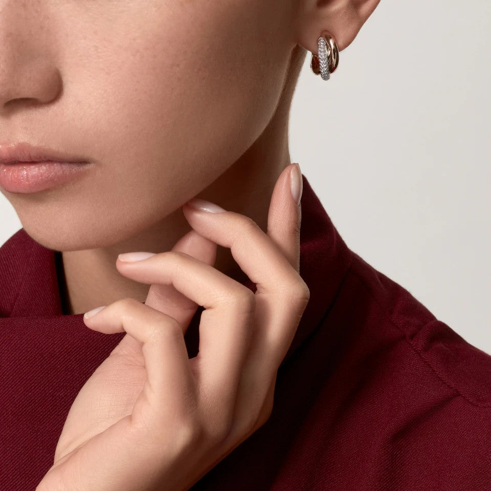 [AuraEcho]TRINITY HALF DIAMOND  CLASSIC EARRINGS