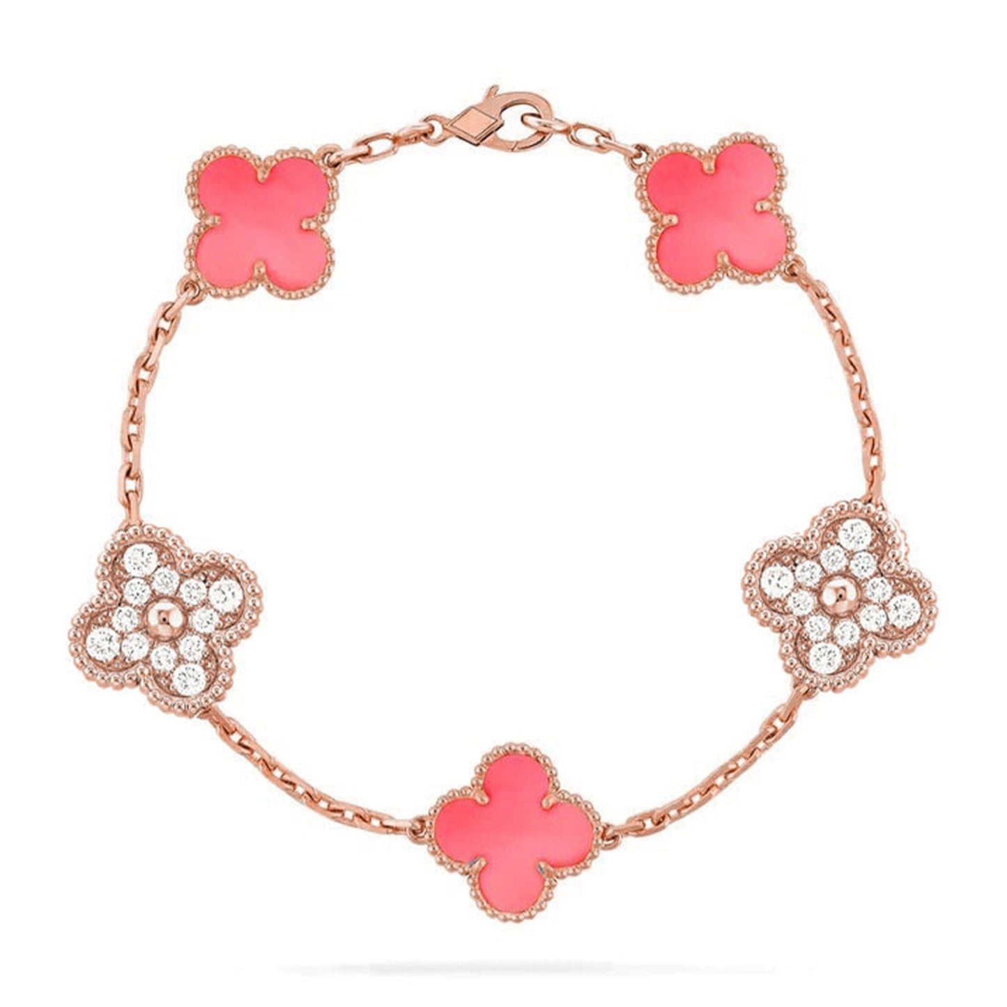[Auraecho] CLOVER 5 MOTIFS  PINK MOP BRACELET COLLECTION