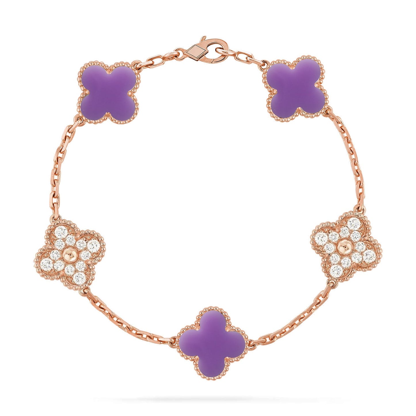 [Auraecho]CLOVER 5 MOTIF LIGHT PURPLE BRACELET COLLECTION