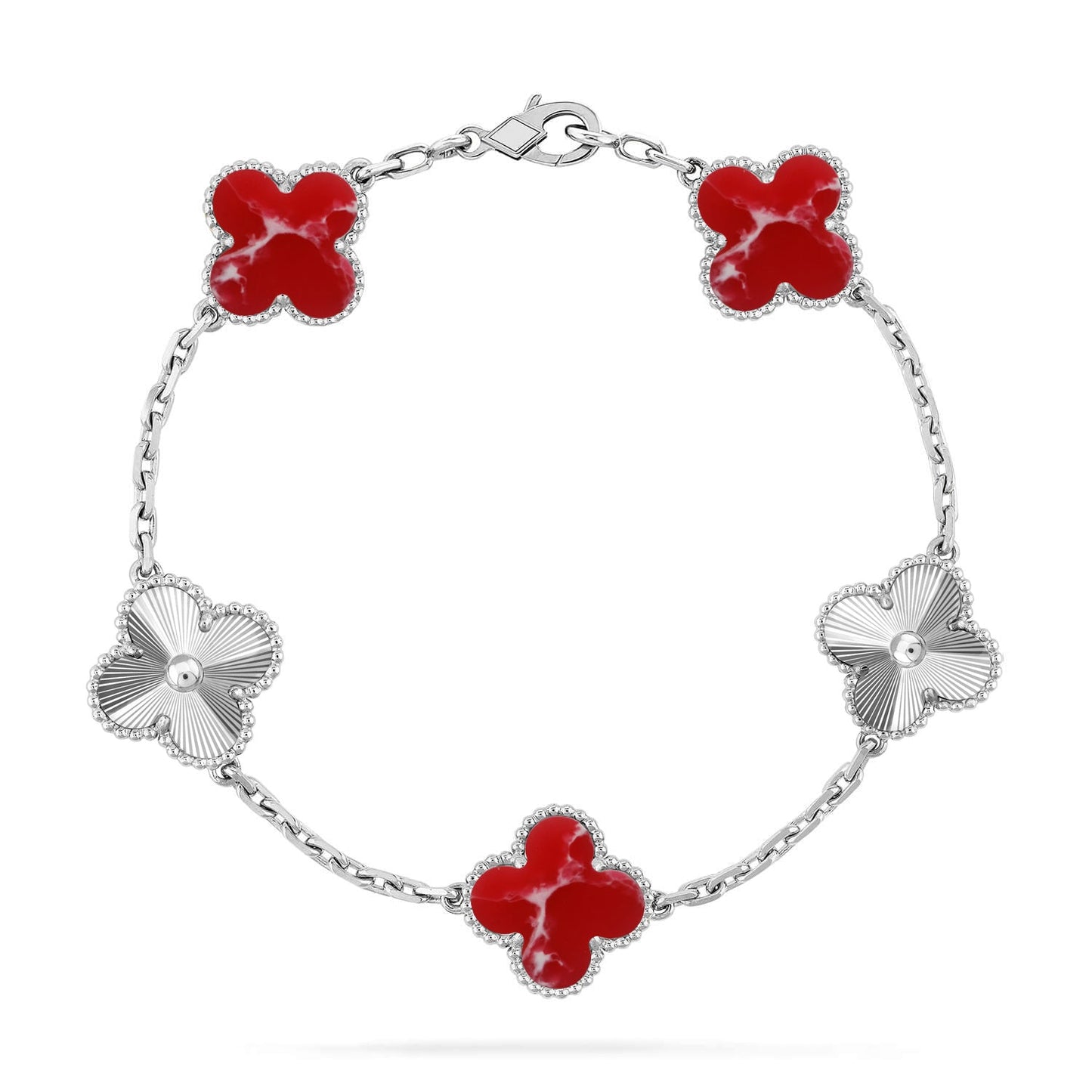[Auraecho]CLOVER 5 MOTIF RED PATTERN BRACELET COLLECTION