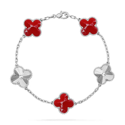 [Auraecho]CLOVER 5 MOTIF RED PATTERN BRACELET COLLECTION