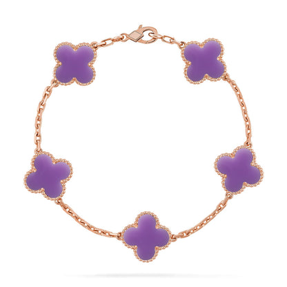 [Auraecho]CLOVER 5 MOTIF LIGHT PURPLE BRACELET COLLECTION