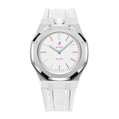 [AuraEcho]Steel Case & Fluoroelastomer Strap Full‑wrap Embedded Watch Band