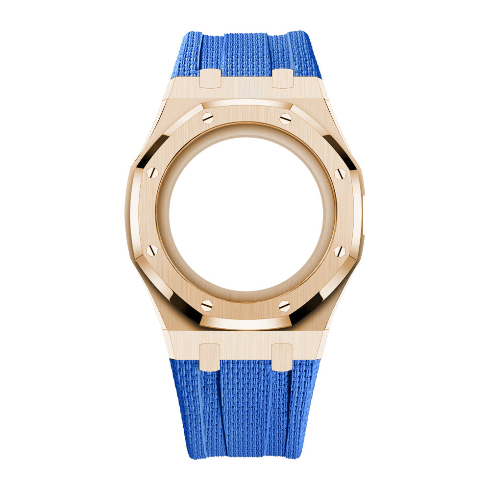 [AuraEcho]Steel Case & Fluoroelastomer Strap Full‑wrap Embedded Watch Band