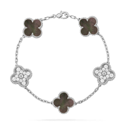 [Auraecho] CLOVER 5 MOTIF GRAY MOP BRACELET COLLECTION