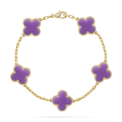 [Auraecho]CLOVER 5 MOTIF LIGHT PURPLE BRACELET COLLECTION