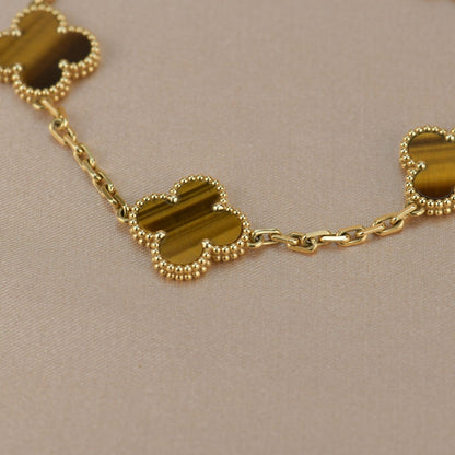 [AuraEcho]CLOVER  5 MOTIFS TIGER EYE BRACELET
