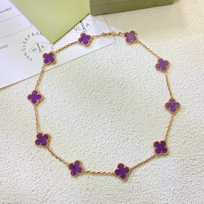 [AuraEcho]CLOVER 10 MOTIFS  PURPLE VIOLET  NECKLACE