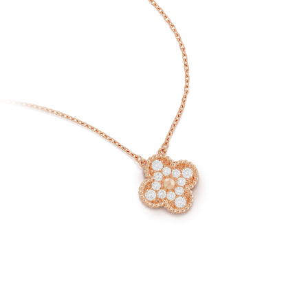 [AuraEcho]CLOVER 15MM DIAMOND SINGLE FLOWER NECKLACE