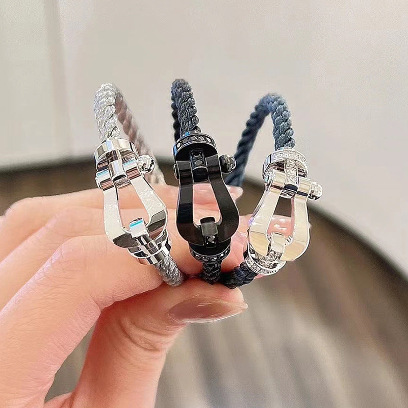 [AuraEcho]FORCE LARGE HORSESHOE HALF DIAMOND BRACELET ROSE GOLD