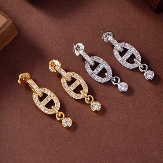[AuraEcho]HM CHAINE DIAMOND EARRINGS
