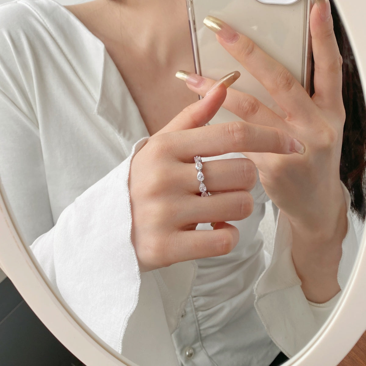 [AuraEcho]Exquisite Pear Cut Tennis Ring