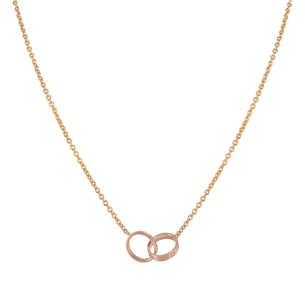 [AuraEcho]LOVE NECKLACE DOUBLE RING PINK GOLD