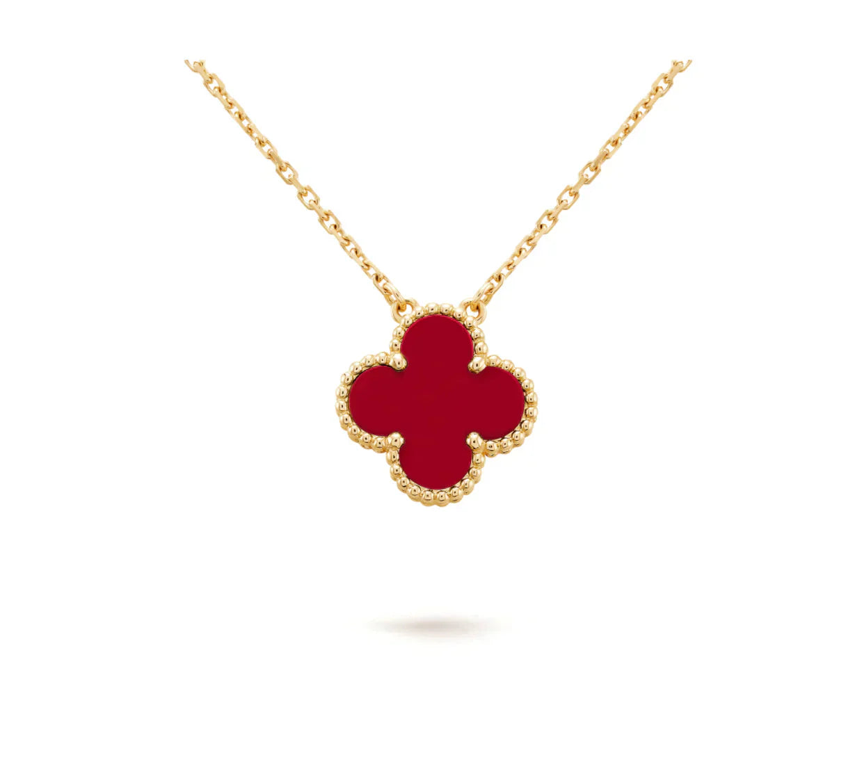 [AuraEcho]CLOVER 15MM CARNELIAN SINGLE FLOWER NECKLACE