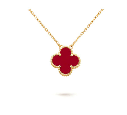 [AuraEcho]CLOVER 15MM CARNELIAN SINGLE FLOWER NECKLACE