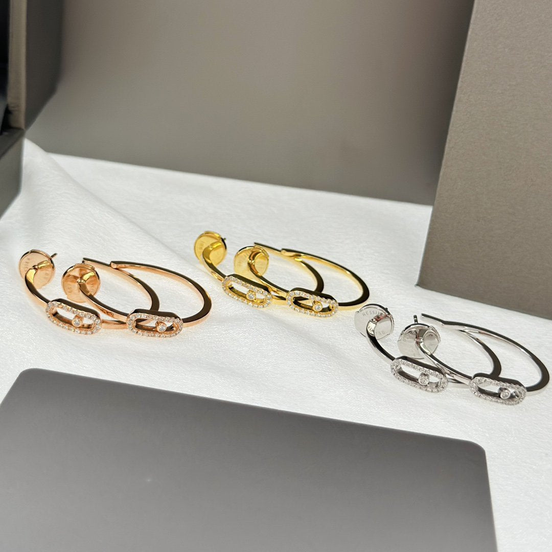 [AuraEcho]CREOLES MOVE UNO PM DIAMOND EARRINGS