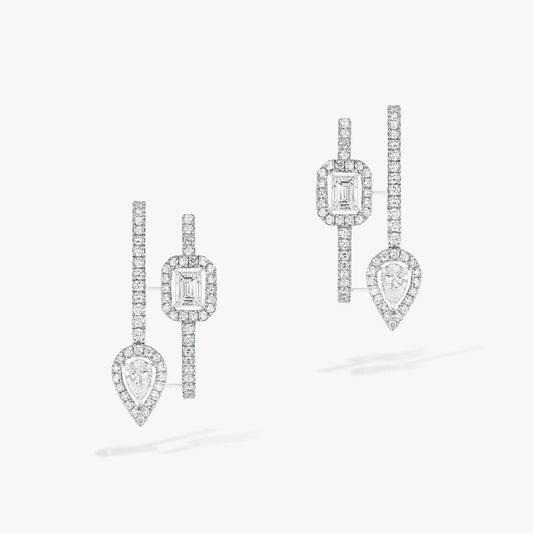 [AuraEcho]CREOLES MY TWIN 2 RANGS SILVER DIAMOND EARRINGS
