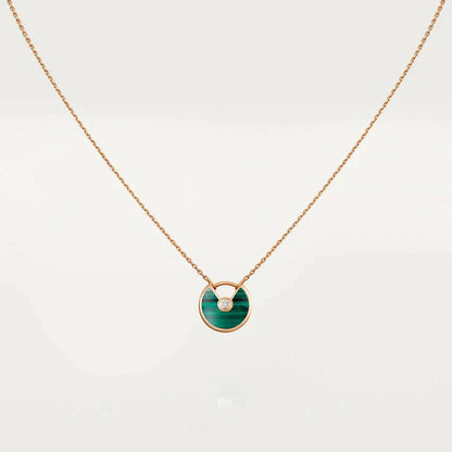 [AuraEcho]AMULETTE ROSE GOLD MALACHITE NECKLACE