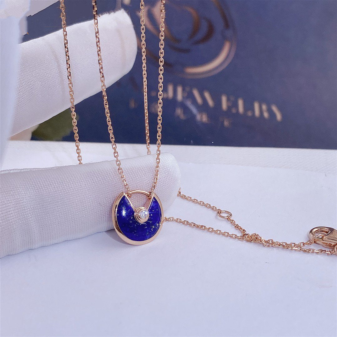 [AuraEcho]AMULETTE ROSE GOLD AGATE NECKLACE