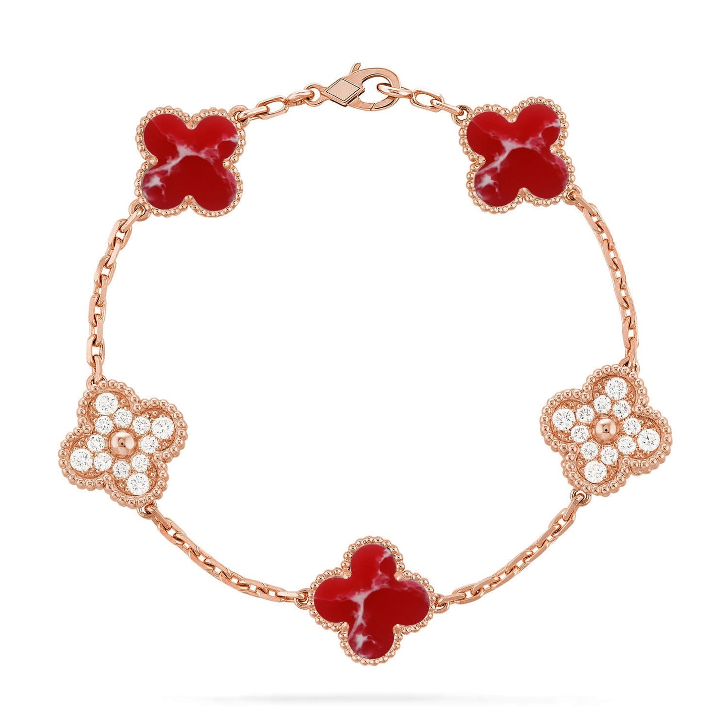 [Auraecho]CLOVER 5 MOTIF RED PATTERN BRACELET COLLECTION