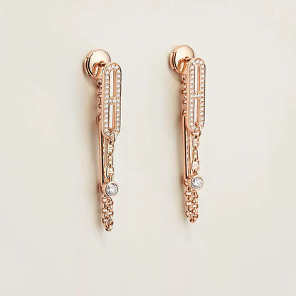 [AuraEcho]CHAINE CHAOS DIAMOND DROP EARRINGS