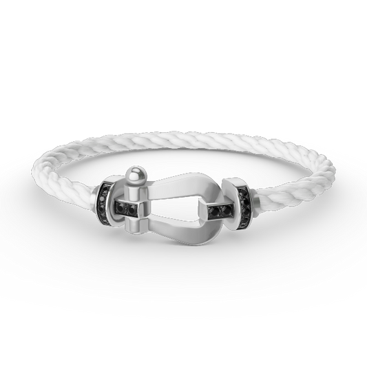 [AuraEcho]FORCE LARGE HORSESHOE BLACK DIAMOND BRACELET SILVER