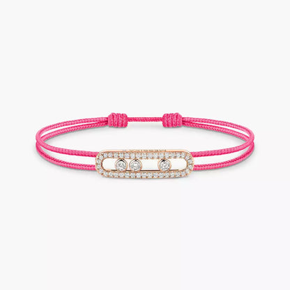 [AuraEcho]Messika Care(s) pink cord pavé bracelet