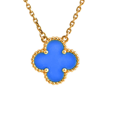[AuraEcho]CLOVER 15MM BLUE AGATE NECKLACE