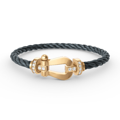 [AuraEcho]FORCE LARGE HORSESHOE HALF DIAMOND BRACELET GOLD