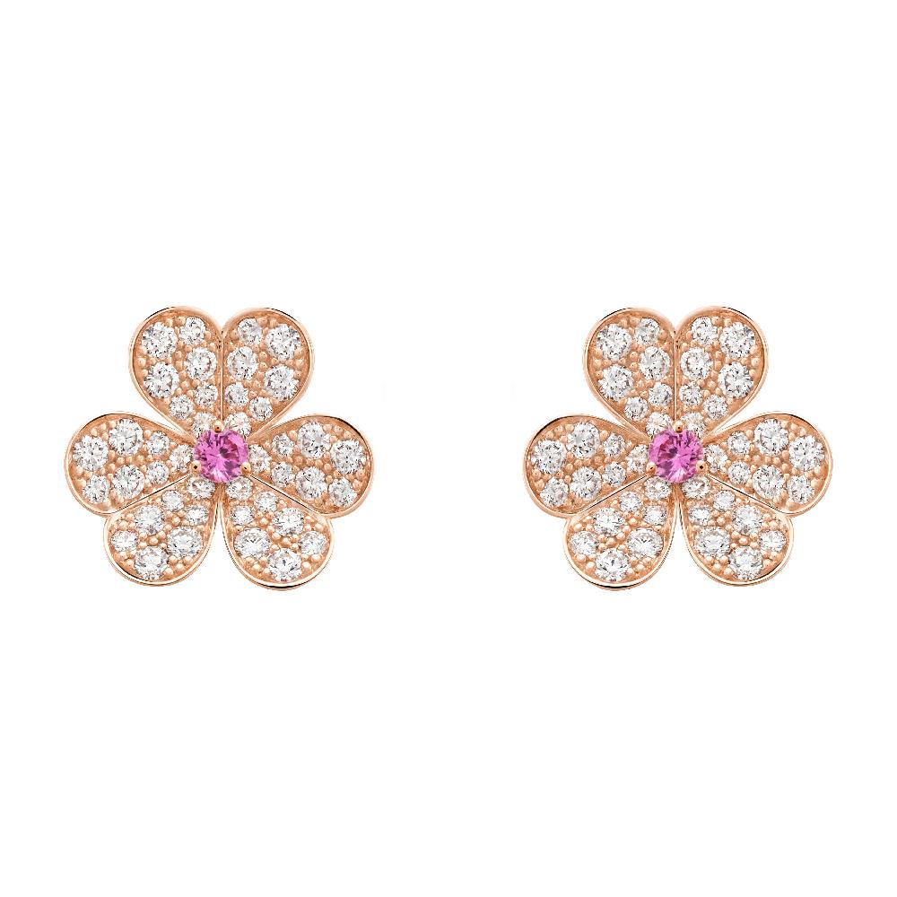 [AuraEcho]FRIVOLE PINK GOLD FLOWER DIAMOND EARRINGS