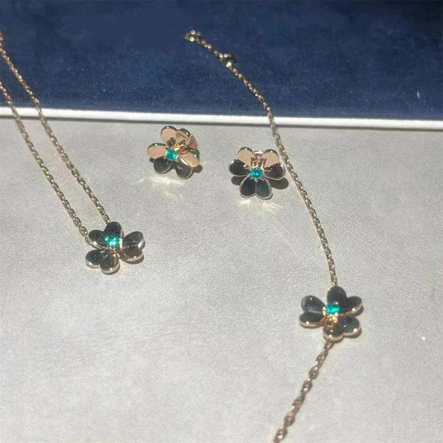 [AuraEcho]FRIVOLE  FLOWER MALACHITE EARRINGS