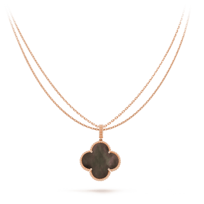 [AuraEcho]CLOVER 25MM GOLD DARK MOP BIG CLOVER NECKLACE