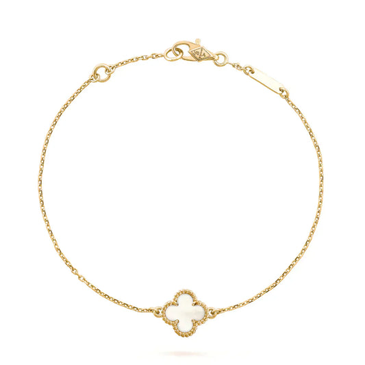 [AuraEcho]CLOVER WHITE MOP SINGLE FLOWER BRACELET